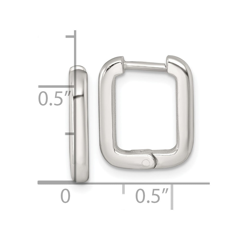 Sterling Silver Polished Hinged Rectangular Hoop Earrings