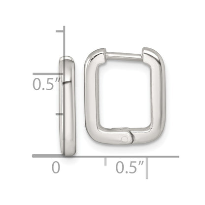 Sterling Silver Polished Hinged Rectangular Hoop Earrings