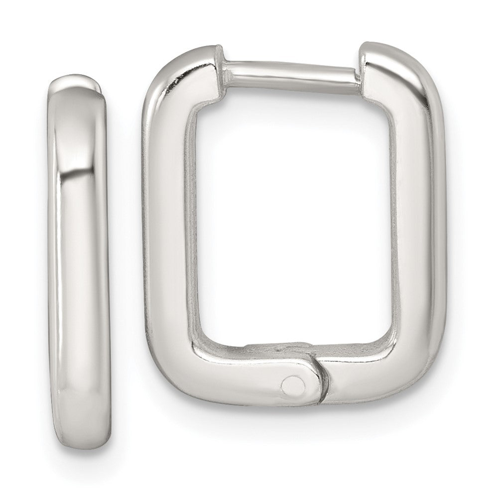 Sterling Silver Polished Hinged Rectangular Hoop Earrings