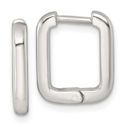 Sterling Silver Polished Hinged Rectangular Hoop Earrings