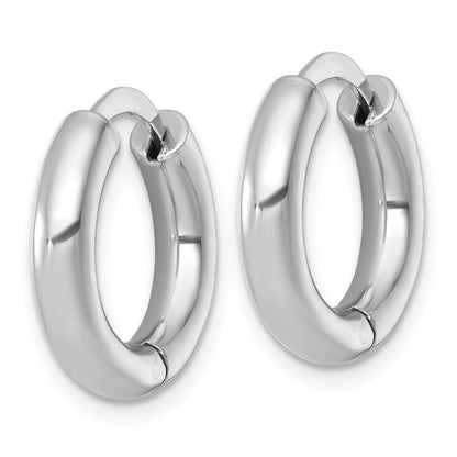 Sterling Silver Rhodium Plated Polished 3.5x18mm Round Hinged Hoop Earrings
