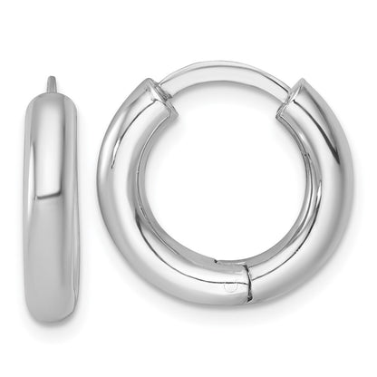 Sterling Silver Rhodium Plated Polished 3.5x18mm Round Hinged Hoop Earrings