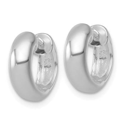 Sterling Silver Rhodium Plated Polished 5mm Hinged Round Hoop Earrings