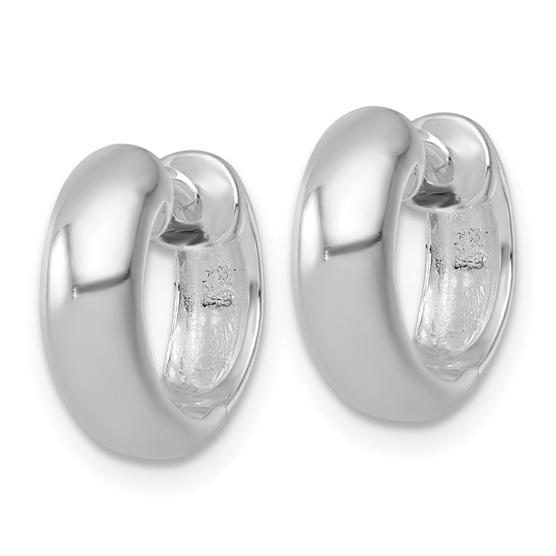 Sterling Silver Rhodium Plated Polished 5mm Hinged Round Hoop Earrings