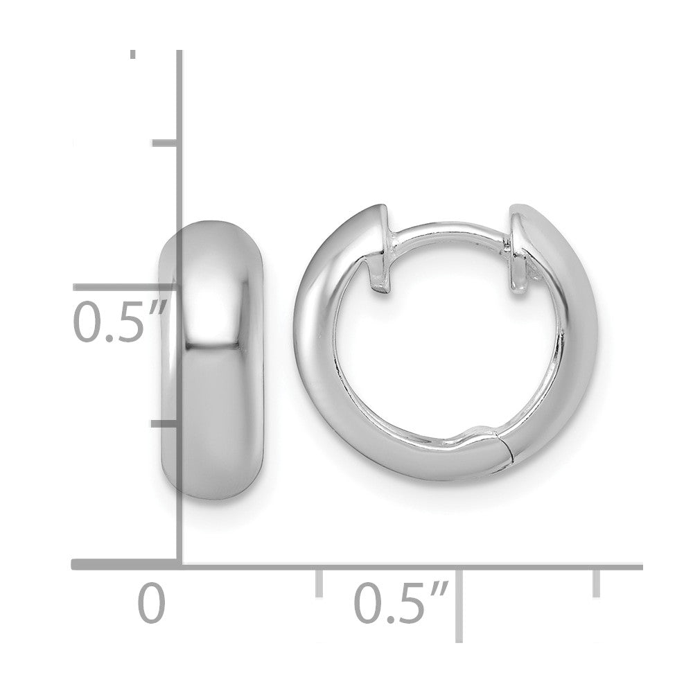 Sterling Silver Rhodium Plated Polished 5mm Hinged Round Hoop Earrings