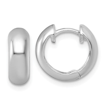 Sterling Silver Rhodium Plated Polished 5mm Hinged Round Hoop Earrings