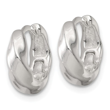 Sterling Silver Polished Twisted Tapered Round Hinged Hoop Earrings