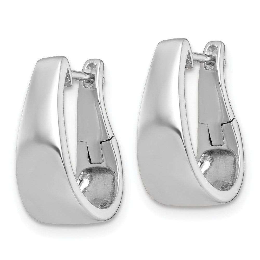 Sterling Silver Rhodium Plated Polished Tapered Hinged Hoop Earrings