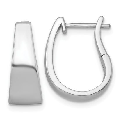 Sterling Silver Rhodium Plated Polished Tapered Hinged Hoop Earrings