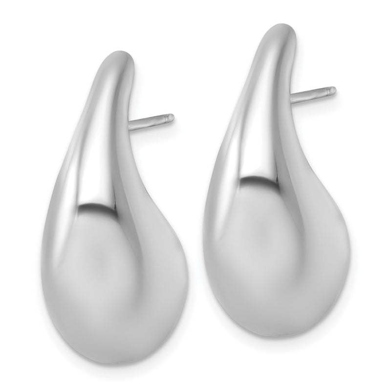Sterling Silver Rhodium-Plated Polished Teardrop Post Earrings