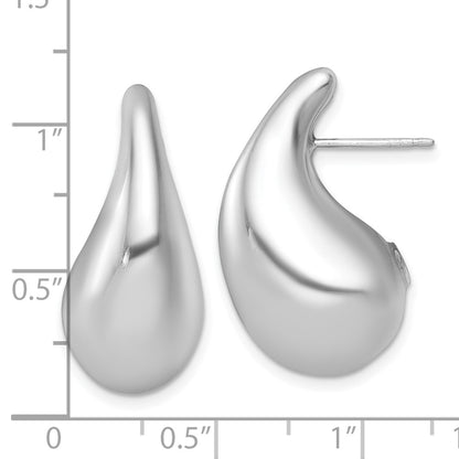 Sterling Silver Rhodium-Plated Polished Teardrop Post Earrings