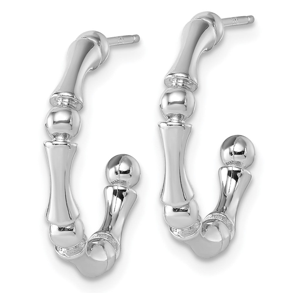 Sterling Silver Rhodium-Plated Polished Patterned Post Hoop Earrings