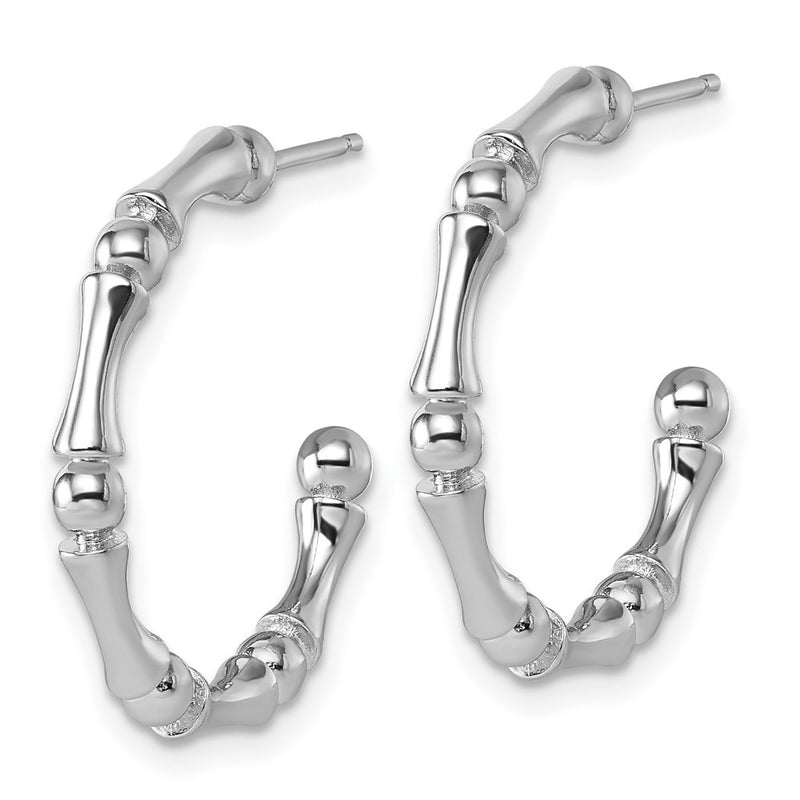 Sterling Silver Rhodium-Plated Polished Patterned Post Hoop Earrings