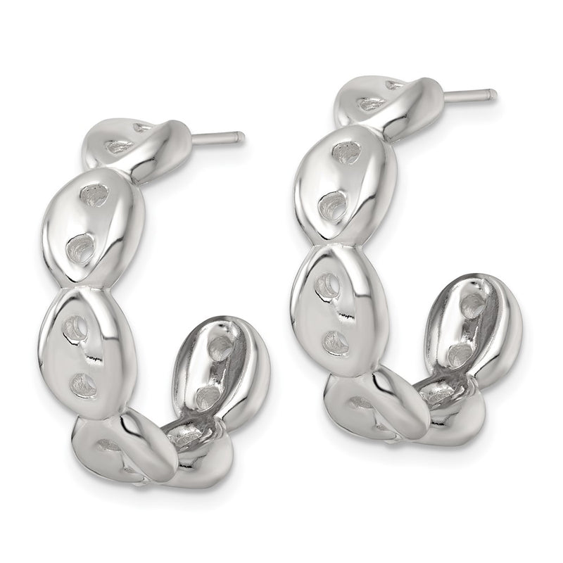 Sterling Silver Polish 7.0mm Puffed Mariner/anchor Link Post C-Hoop Earring
