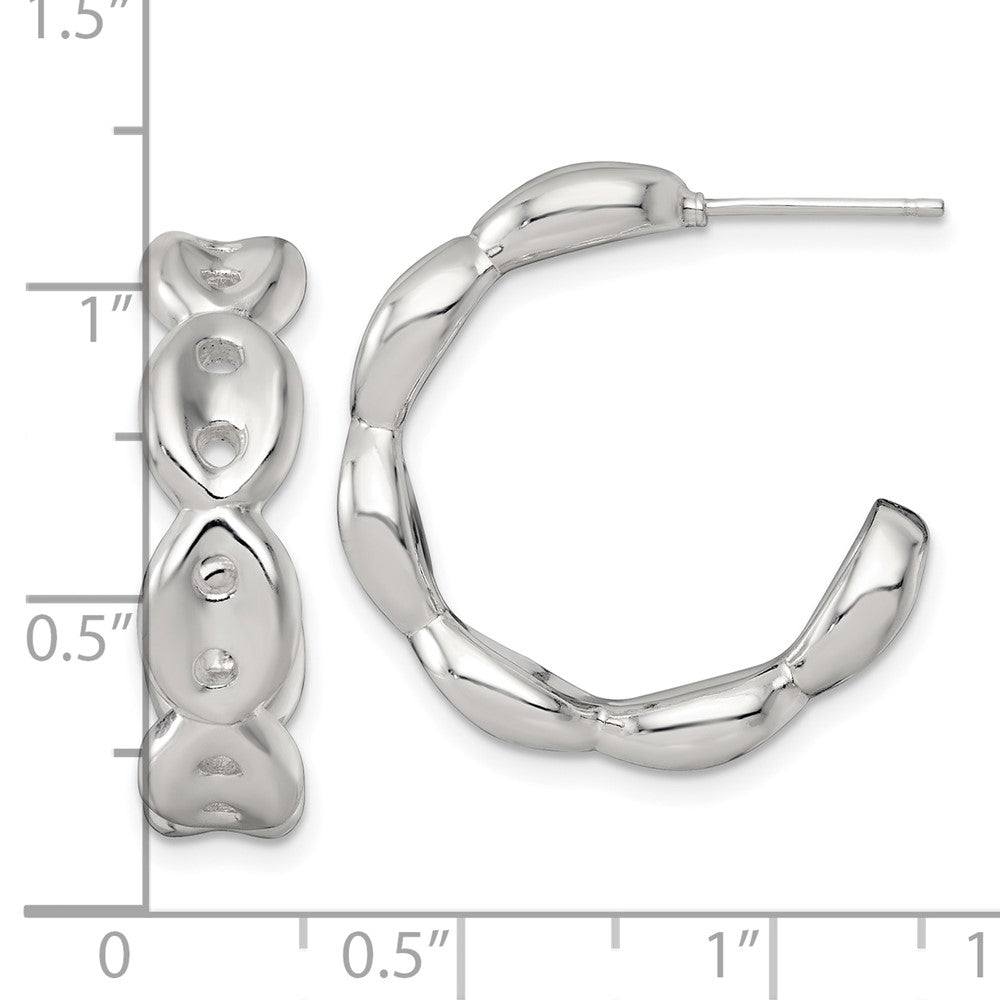 Sterling Silver Polish 7.0mm Puffed Mariner/anchor Link Post C-Hoop Earring