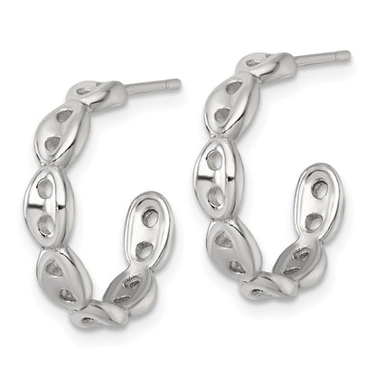 Sterling Silver Polish 4.0mm Puffed Mariner/anchor Link Post C-Hoop Earring