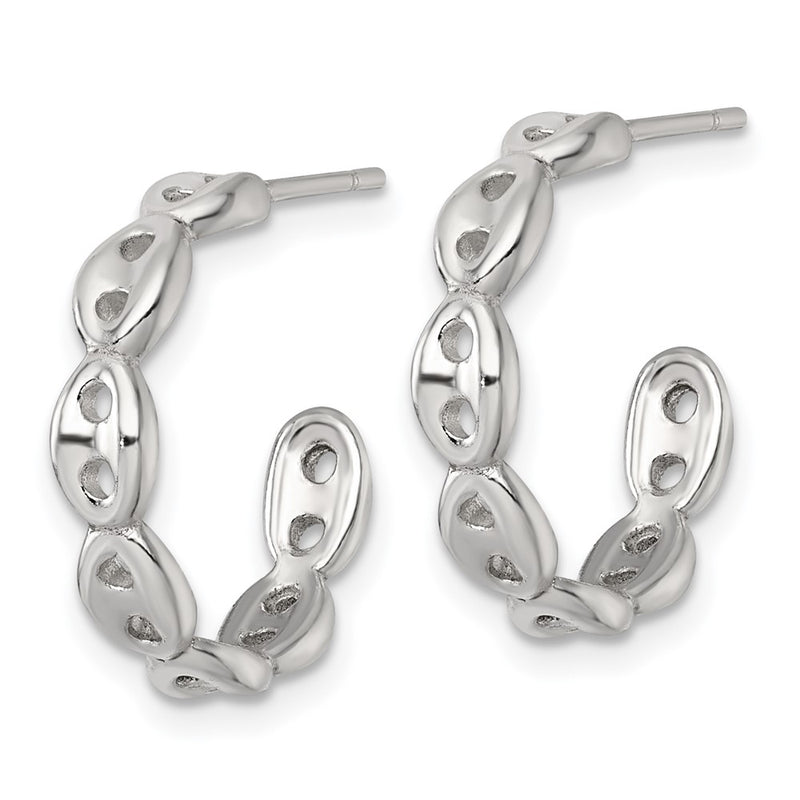 Sterling Silver Polish 4.0mm Puffed Mariner/anchor Link Post C-Hoop Earring