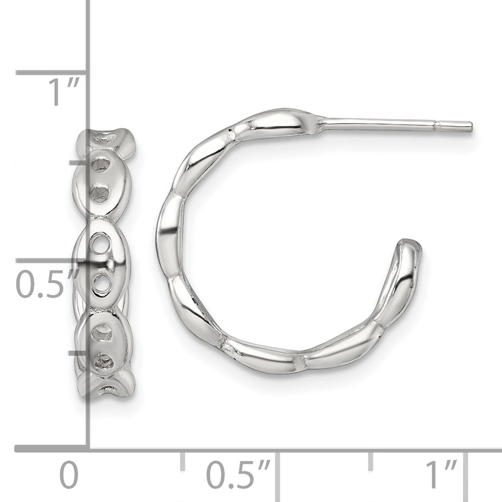 Sterling Silver Polish 4.0mm Puffed Mariner/anchor Link Post C-Hoop Earring