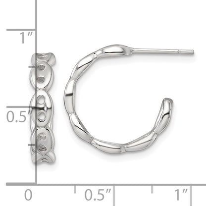 Sterling Silver Polish 4.0mm Puffed Mariner/anchor Link Post C-Hoop Earring