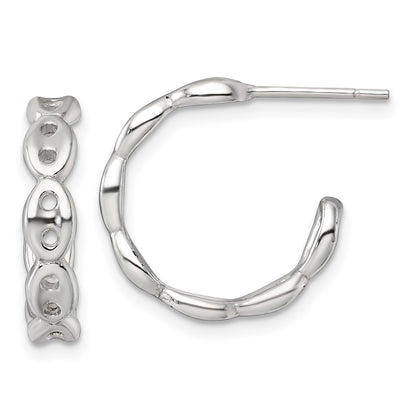 Sterling Silver Polish 4.0mm Puffed Mariner/anchor Link Post C-Hoop Earring