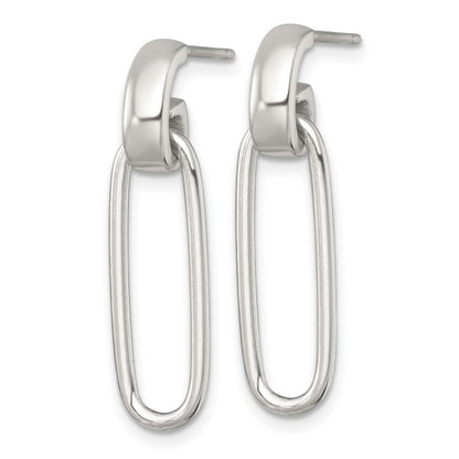 Sterling Silver Polished Elongated Oval Post Dangle Earrings