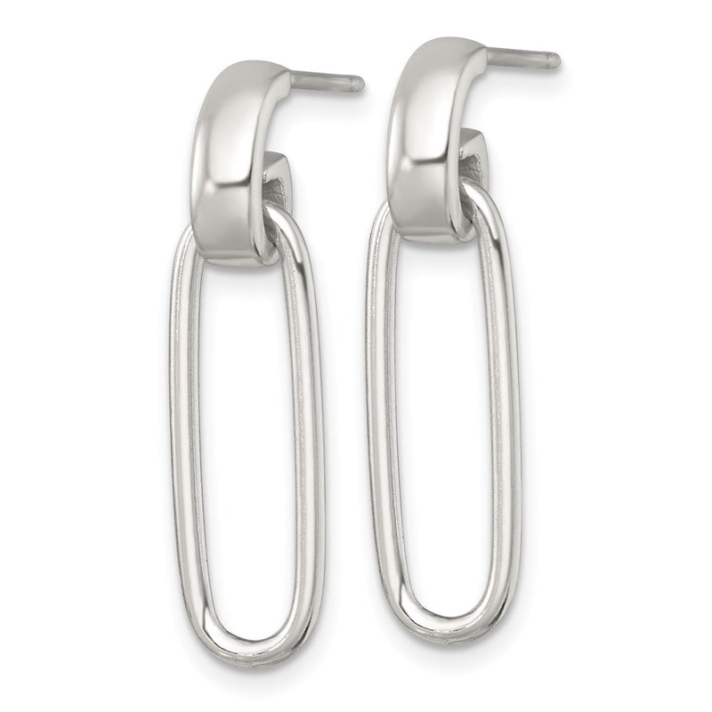 Sterling Silver Polished Elongated Oval Post Dangle Earrings
