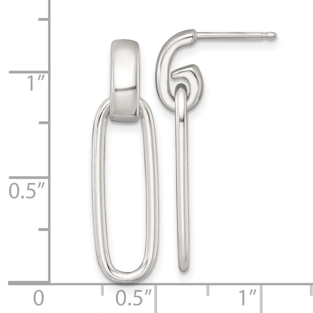 Sterling Silver Polished Elongated Oval Post Dangle Earrings