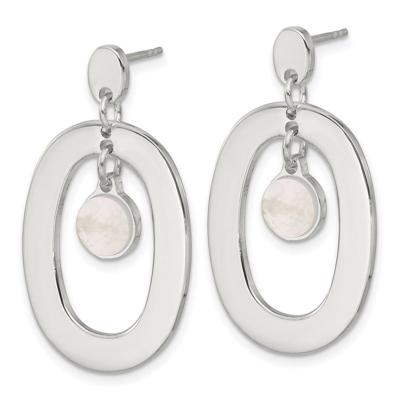 Sterling Silver Oval Mother of Pearl Post Dangle Earrings