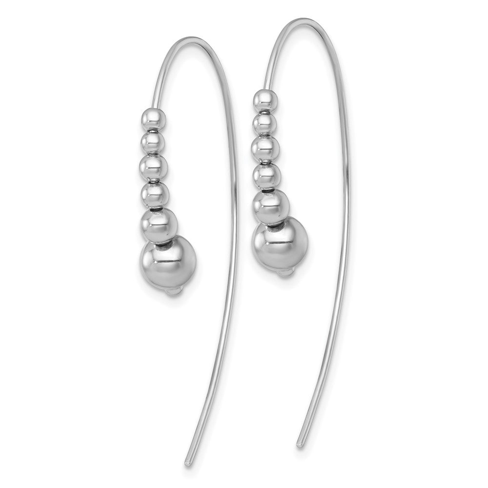 Sterling Silver Rhodium-Plated Polished and Beaded Threader Earrings