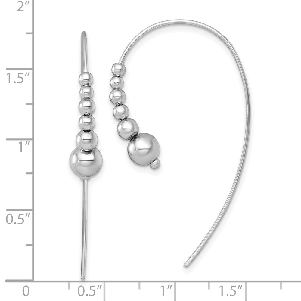 Sterling Silver Rhodium-Plated Polished and Beaded Threader Earrings