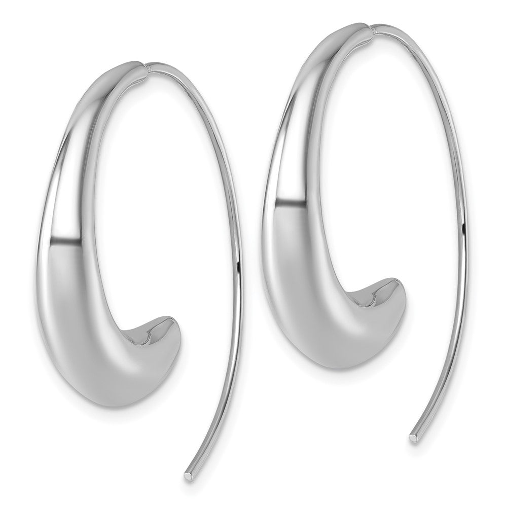 Sterling Silver Rhodium-Plated Polished Circle Threader Earrings