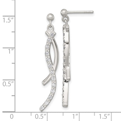 Sterling Silver Polished Fancy CZ Post Dangle Earrings