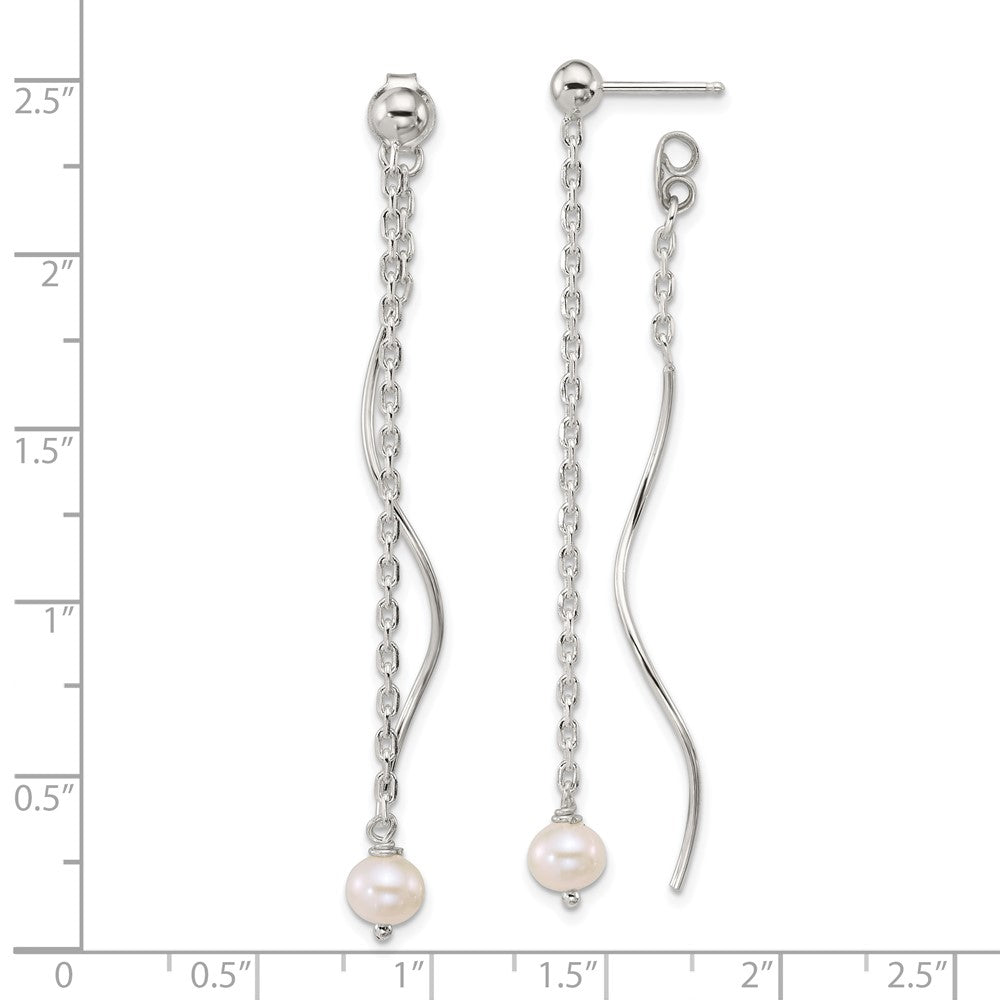 Sterling Silver Polished Fancy Fwc Pearl Front/back Post Dangle Earrings