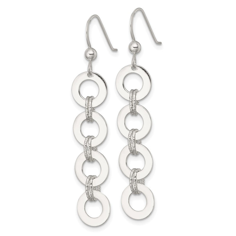 Sterling Silver Polished and Textured Circle Dangle Earrings