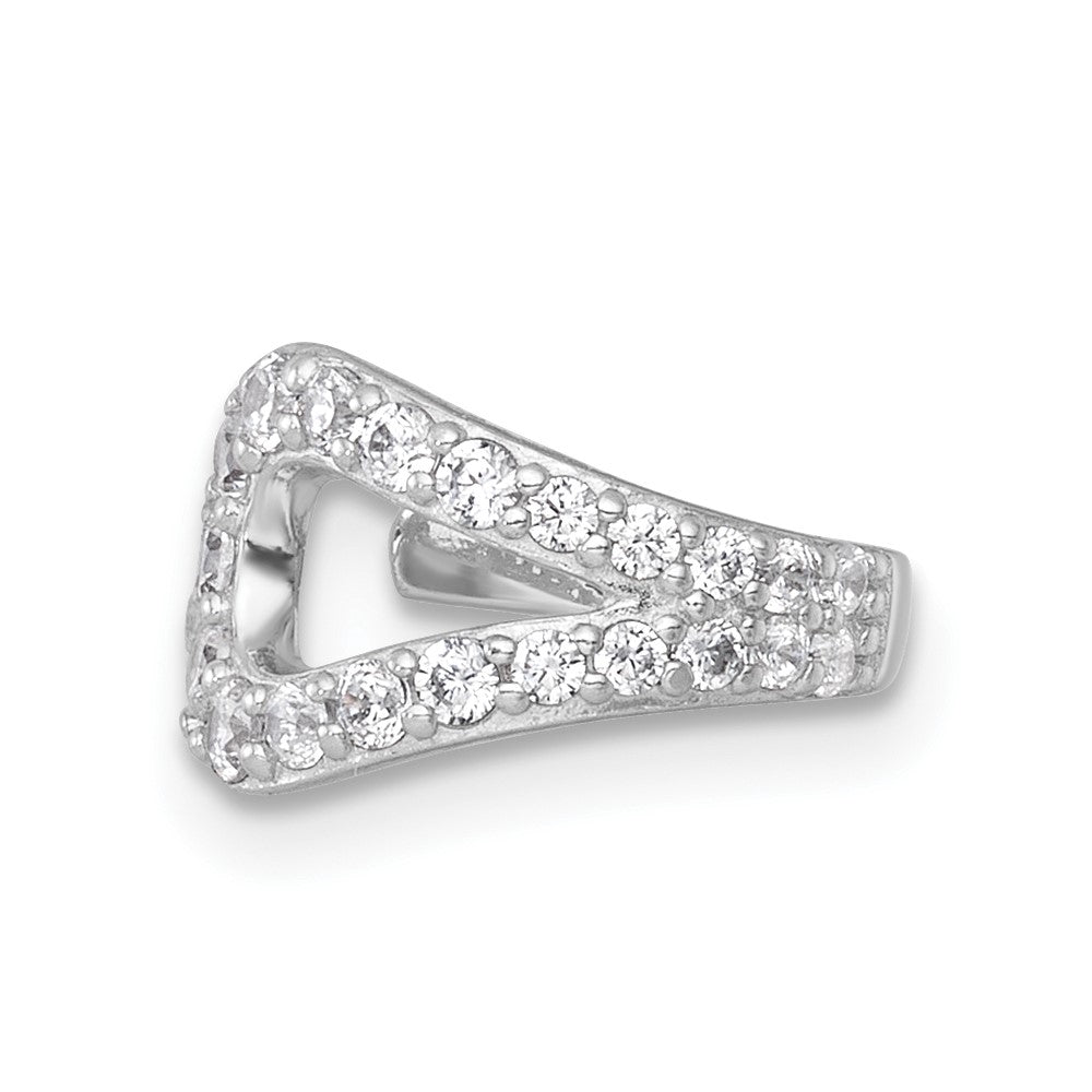 Sterling Silver Rhodium-Plated Polished CZ Single Ear Cuff
