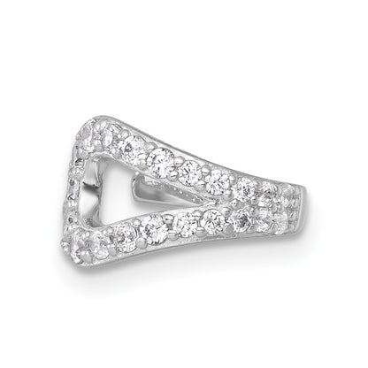Sterling Silver Rhodium-Plated Polished CZ Single Ear Cuff