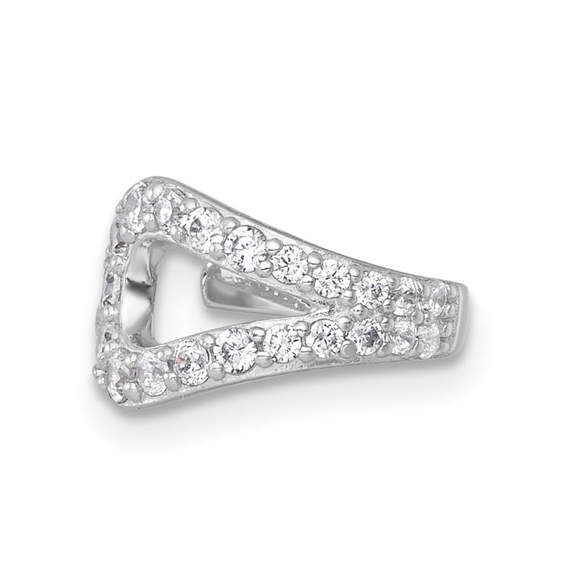 Sterling Silver Rhodium-Plated Polished CZ Single Ear Cuff
