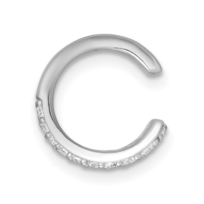 Sterling Silver Rhodium-Plated Polished CZ Single Ear Cuff