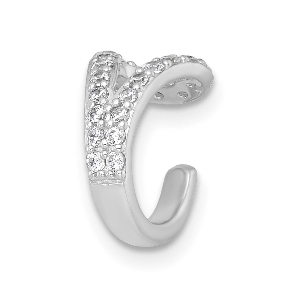 Sterling Silver Rhodium-Plated Polished CZ Single Ear Cuff