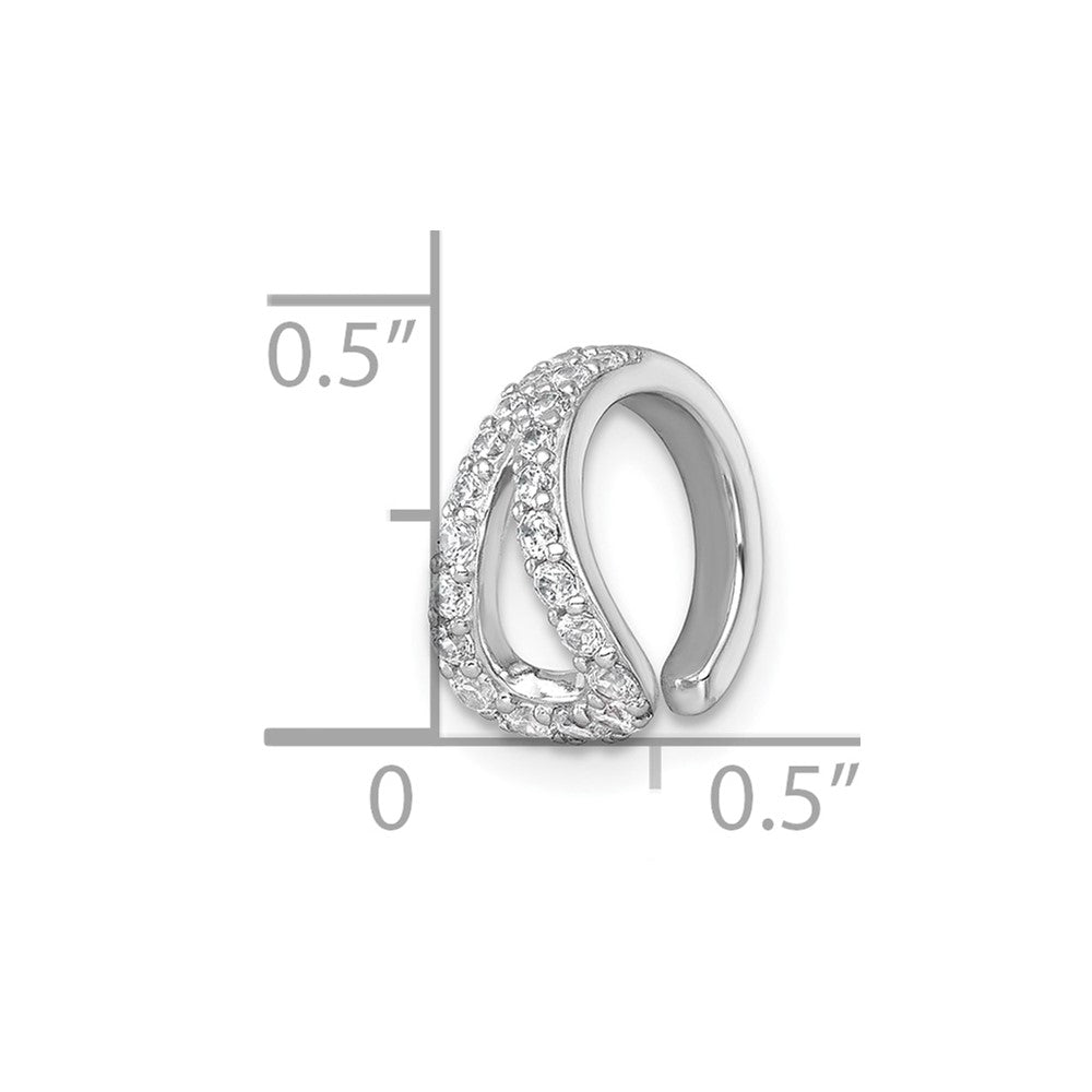 Sterling Silver Rhodium-Plated Polished CZ Single Ear Cuff