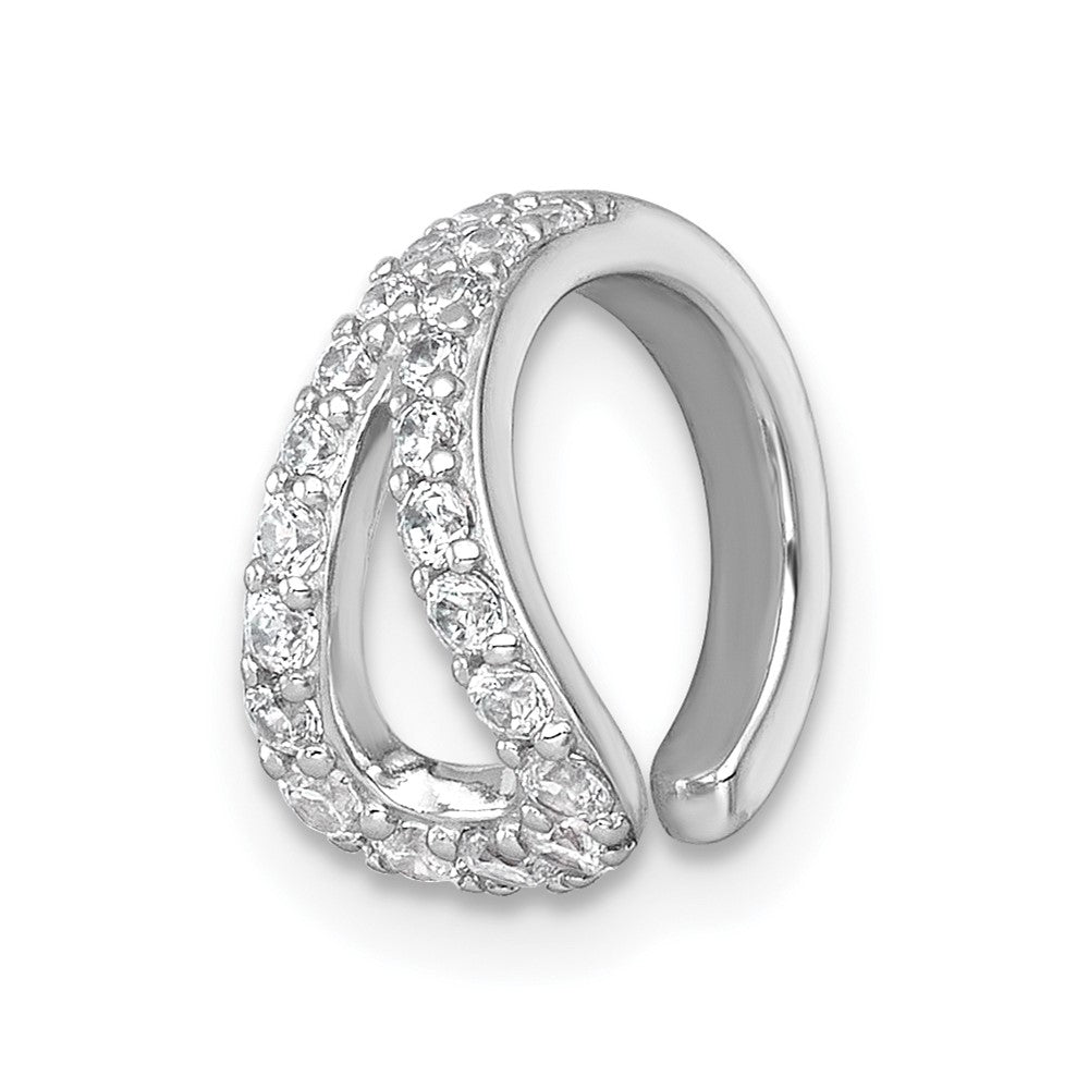 Sterling Silver Rhodium-Plated Polished CZ Single Ear Cuff