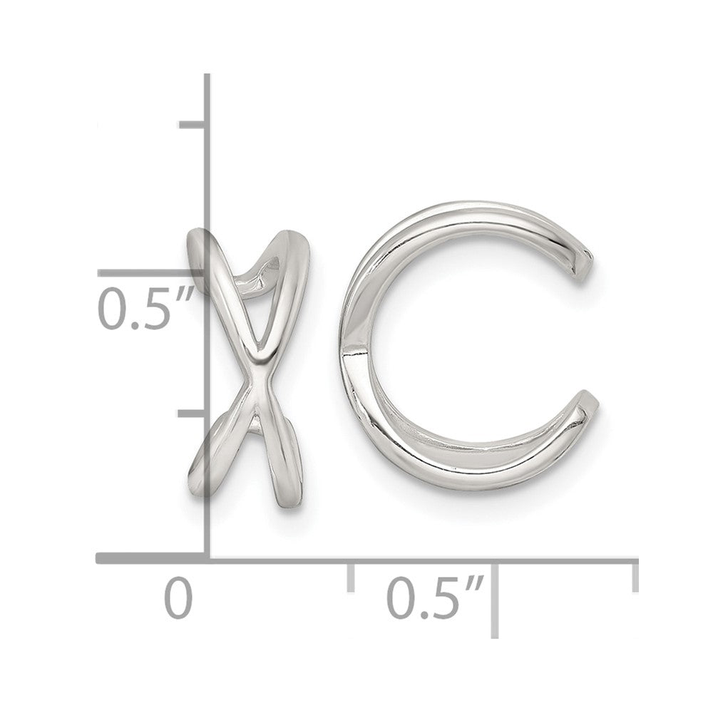 Sterling Silver Polished Criss Cross Pair of Ear Cuffs