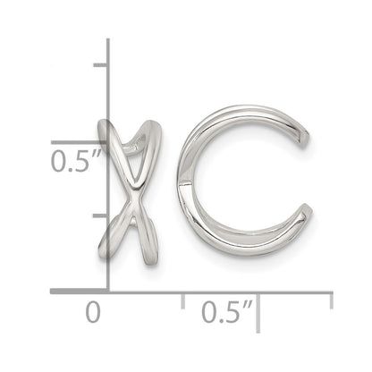 Sterling Silver Polished Criss Cross Pair of Ear Cuffs