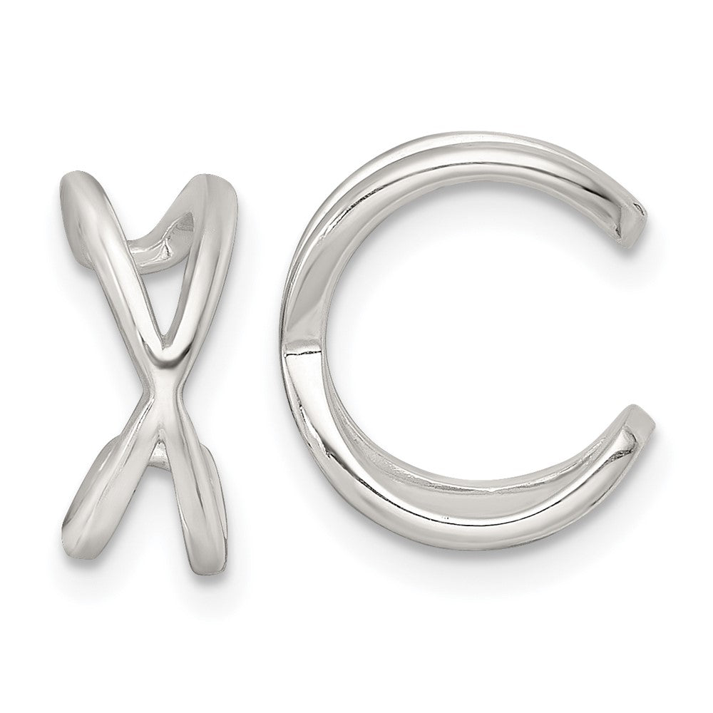 Sterling Silver Polished Criss Cross Pair of Ear Cuffs