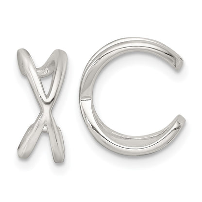 Sterling Silver Polished Criss Cross Pair of Ear Cuffs