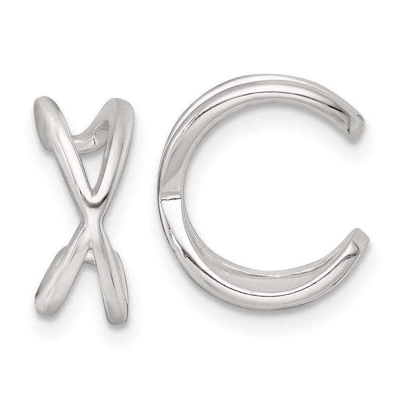 Sterling Silver Polished Criss Cross Pair of Ear Cuffs
