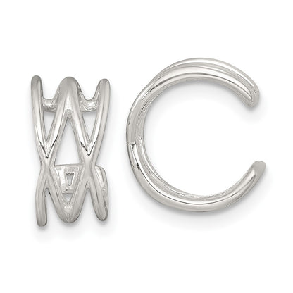 Sterling Silver Polished Double Criss Cross Pair of Ear Cuffs