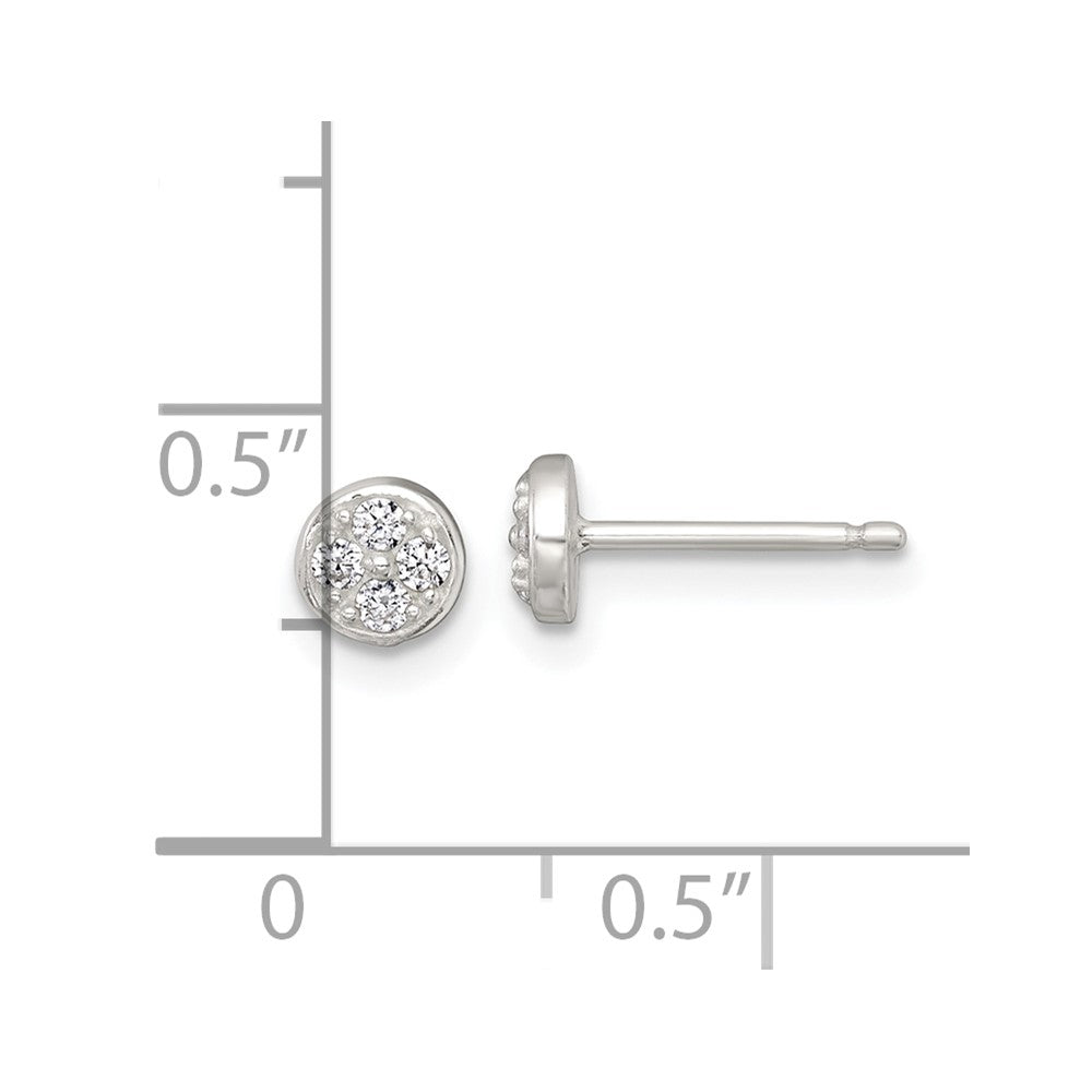 Sterling Silver Polished CZ Round Post Earrings