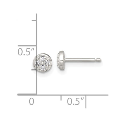 Sterling Silver Polished CZ Round Post Earrings