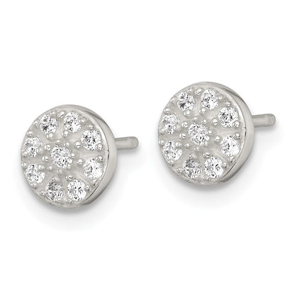 Sterling Silver Polished CZ Cluster Round Post Earrings